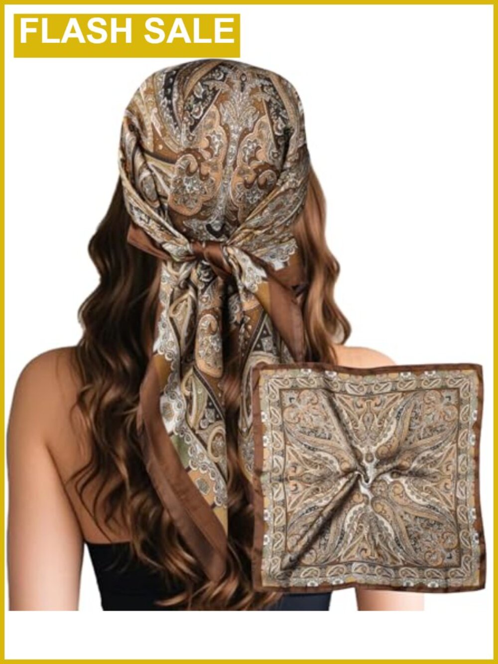 Large Square Satin Silk Hair Scarf Bandana Wrap 27.5in